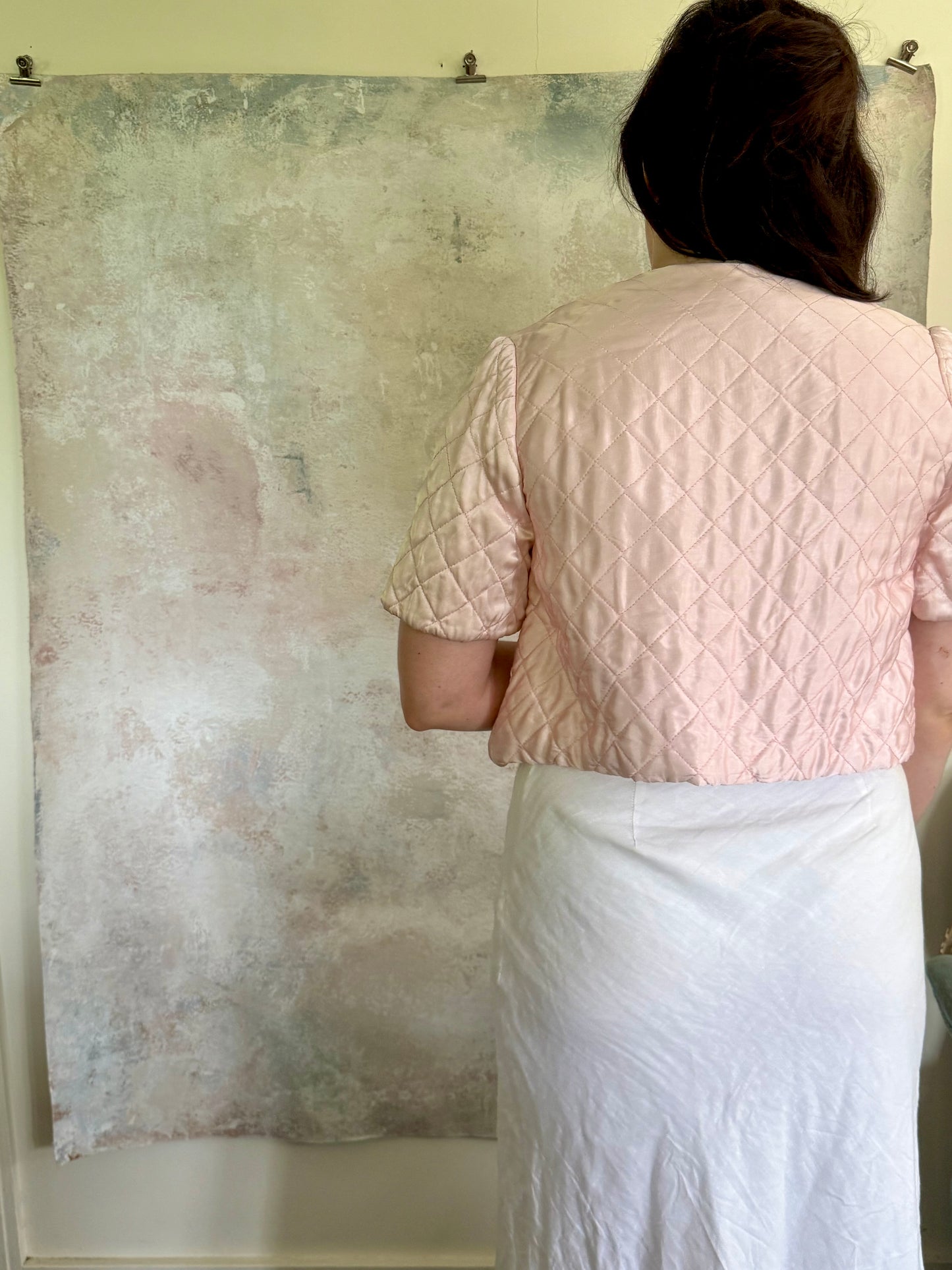 Top Pink Satin Bed Jacket