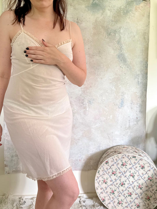 x SOLD x Dress 1950s Ecru Cotton Slip