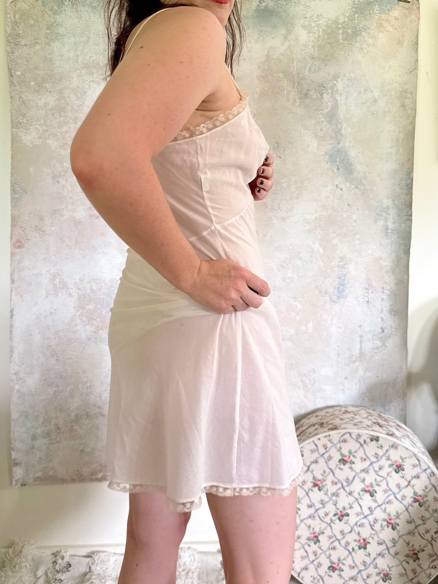 x SOLD x Dress 1950s Ecru Cotton Slip
