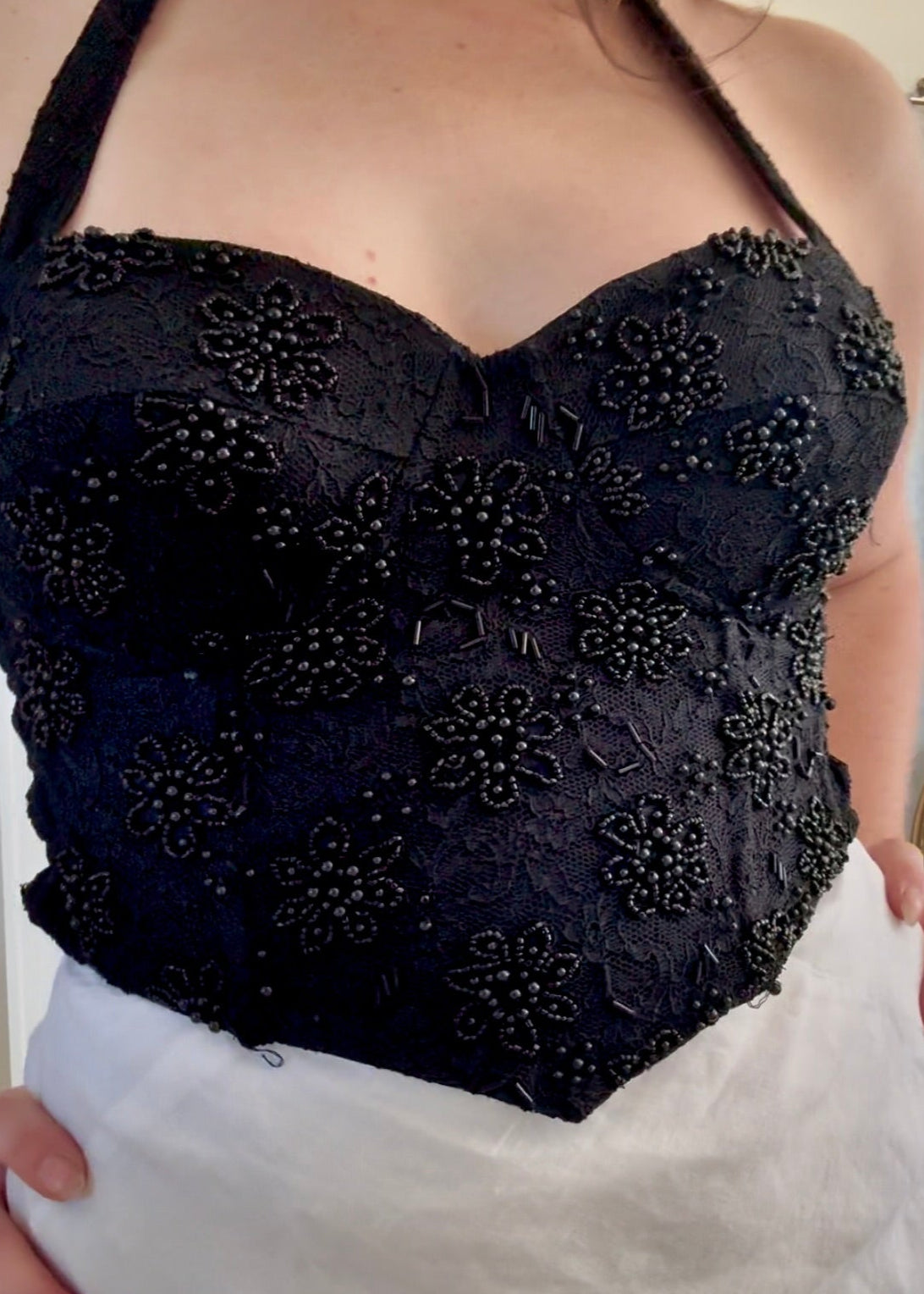 x SOLD x Top 1950s Black Halter Bustier