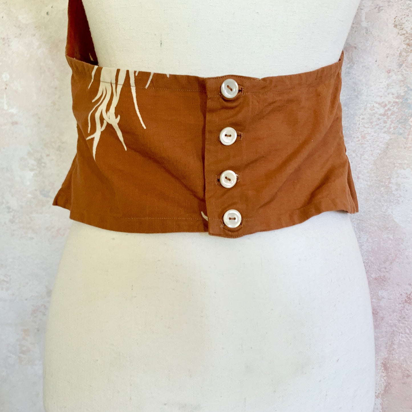 x SOLD x Top 1930s French Linen Halter