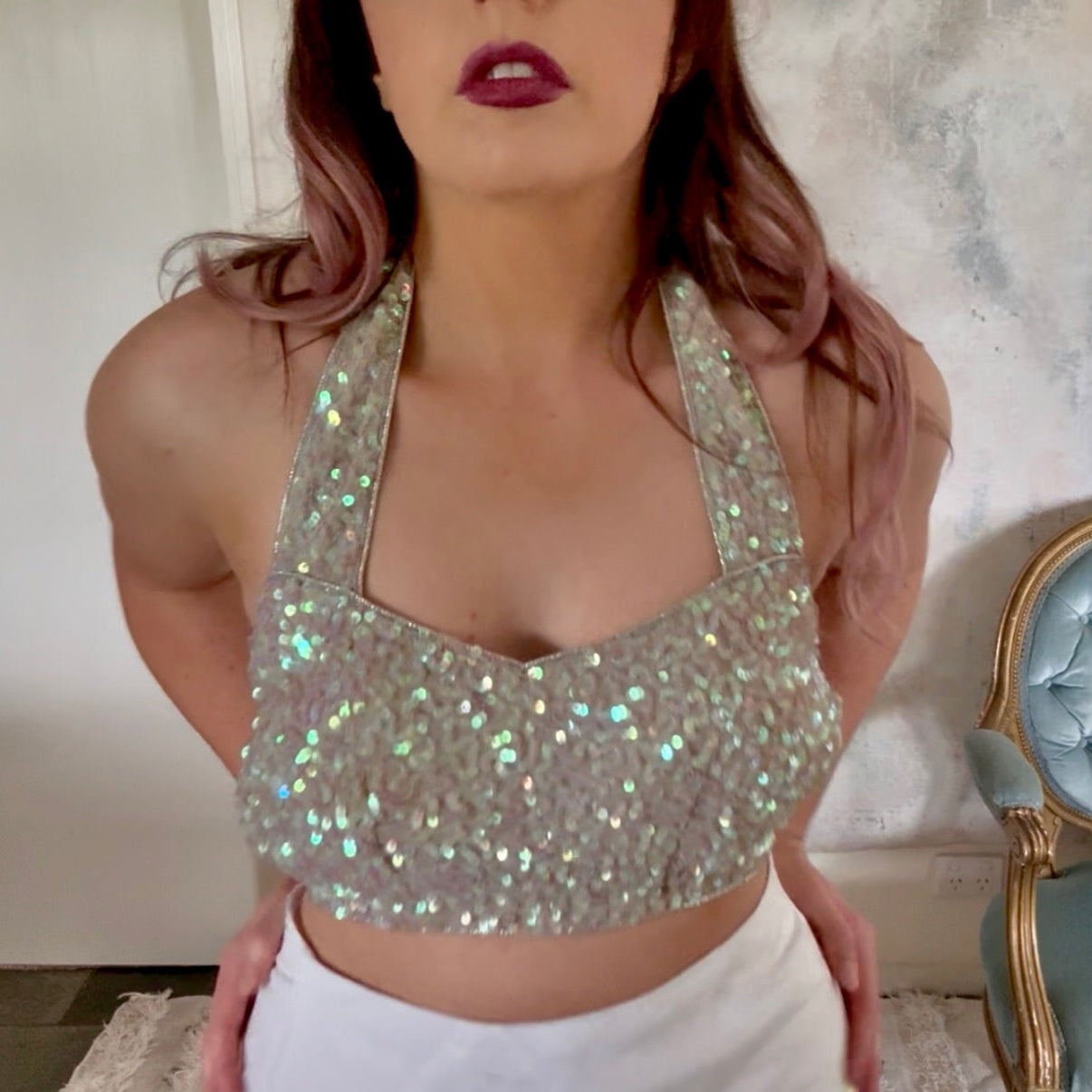 x SOLD x Top 1970s Sequin Halter