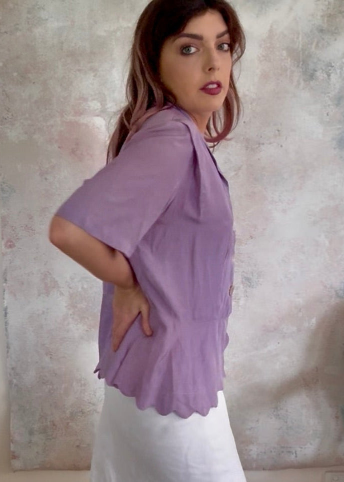x SOLD x Top 1940s Purple Plus Size Blouse