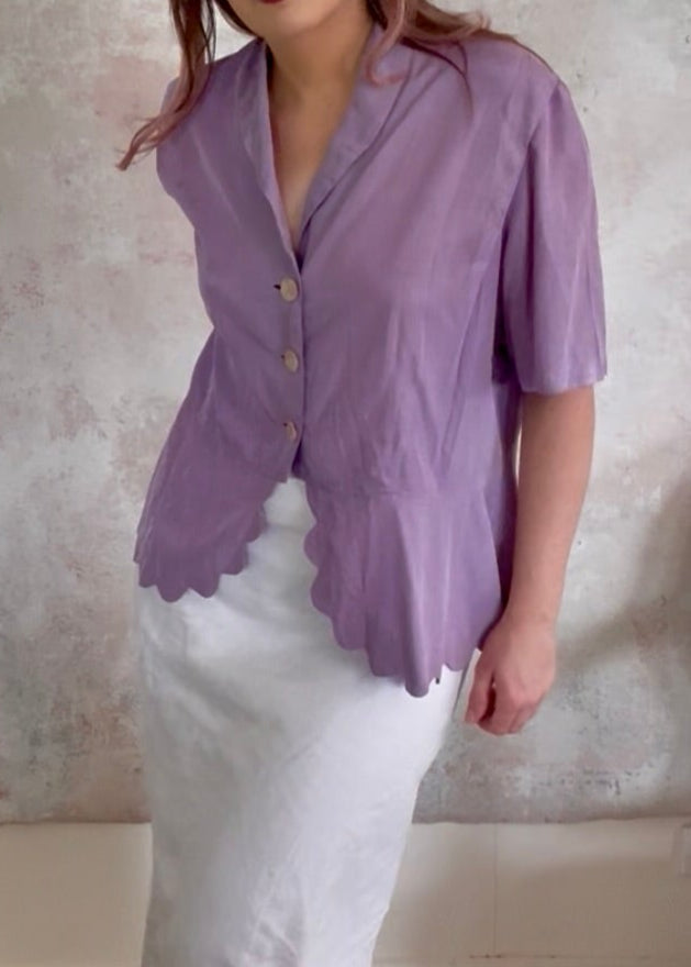 x SOLD x Top 1940s Purple Plus Size Blouse