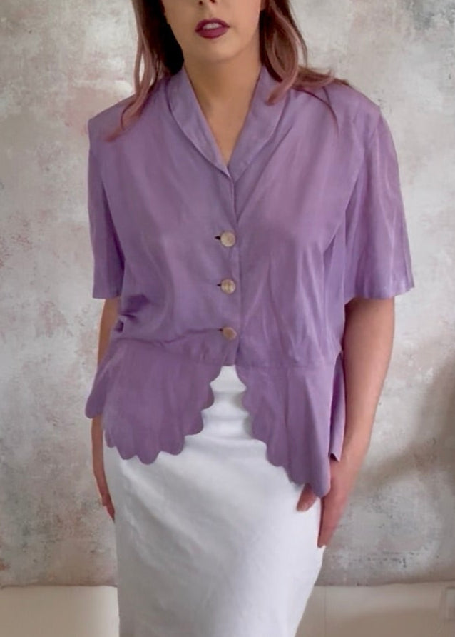 x SOLD x Top 1940s Purple Plus Size Blouse