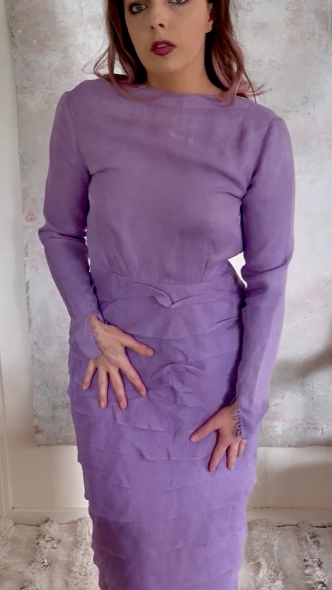 x SOLD x Dress 1960s Purple Couture Ruffle Gown