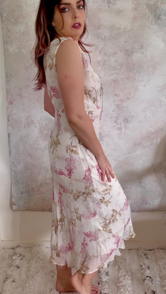 x SOLD x Dress 1990s Floral Chiffon Slip