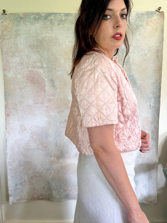 Top Pink Satin Bed Jacket