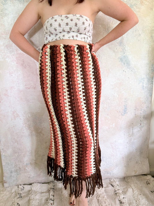 Skirt 1970s Stripe Crochet