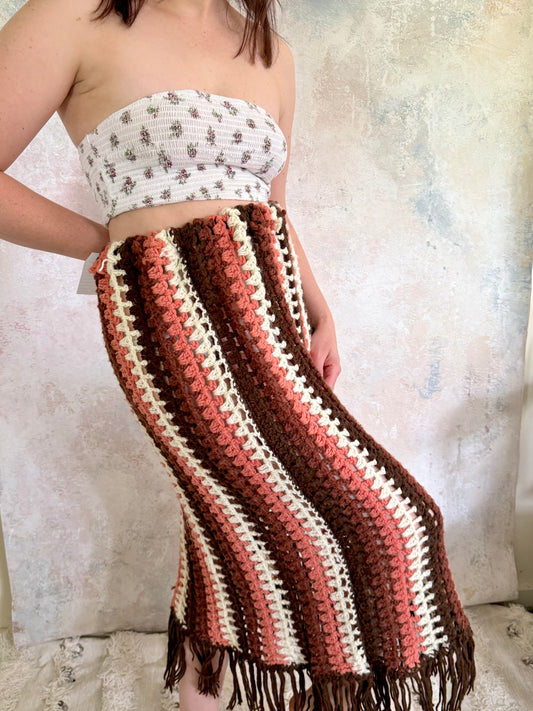 Skirt 1970s Stripe Crochet