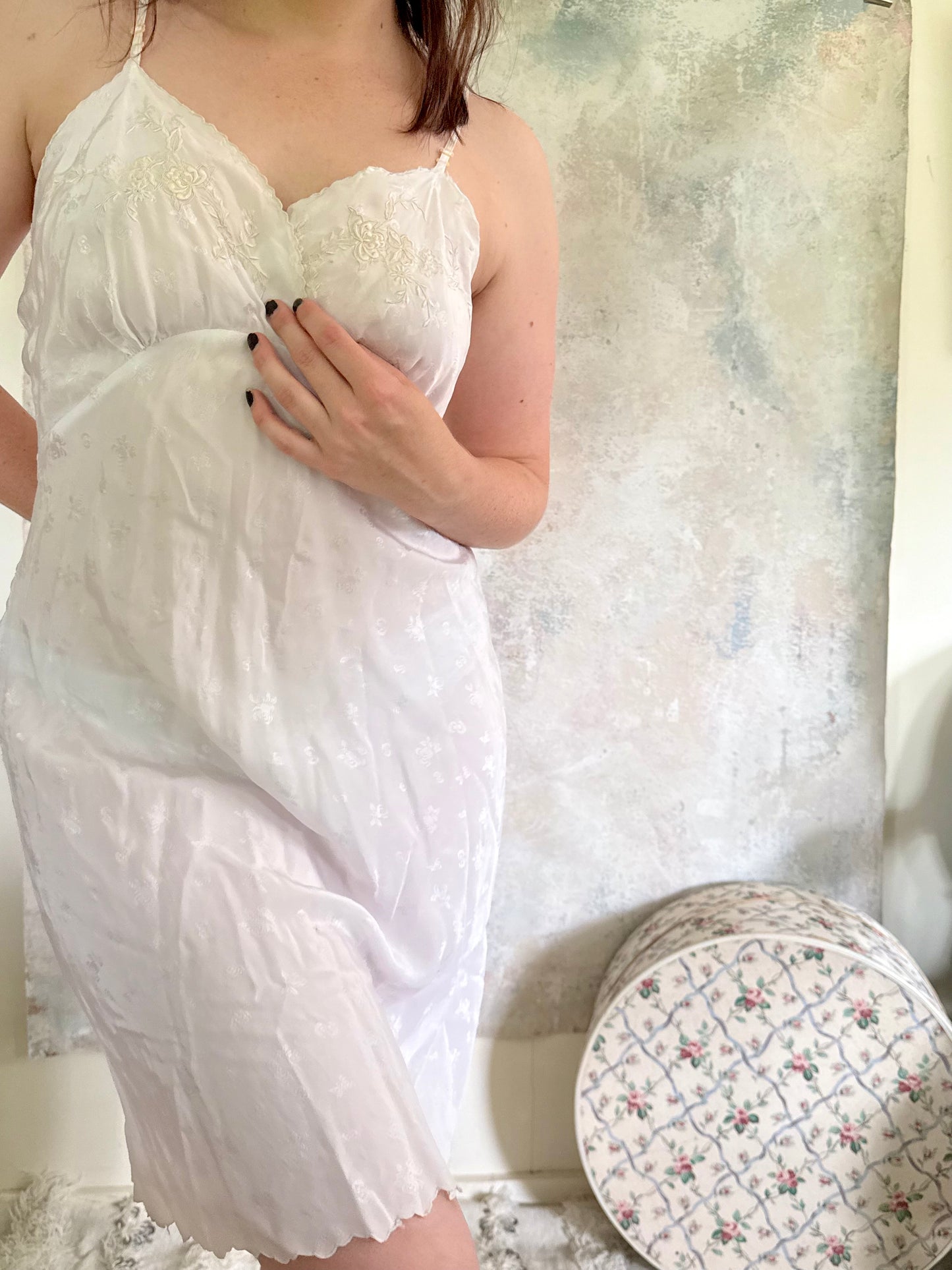 x SOLD x Dress 1950s Ivory Silk Slip