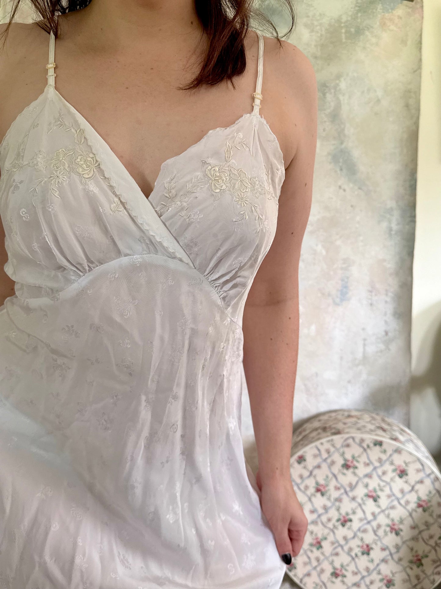 x SOLD x Dress 1950s Ivory Silk Slip