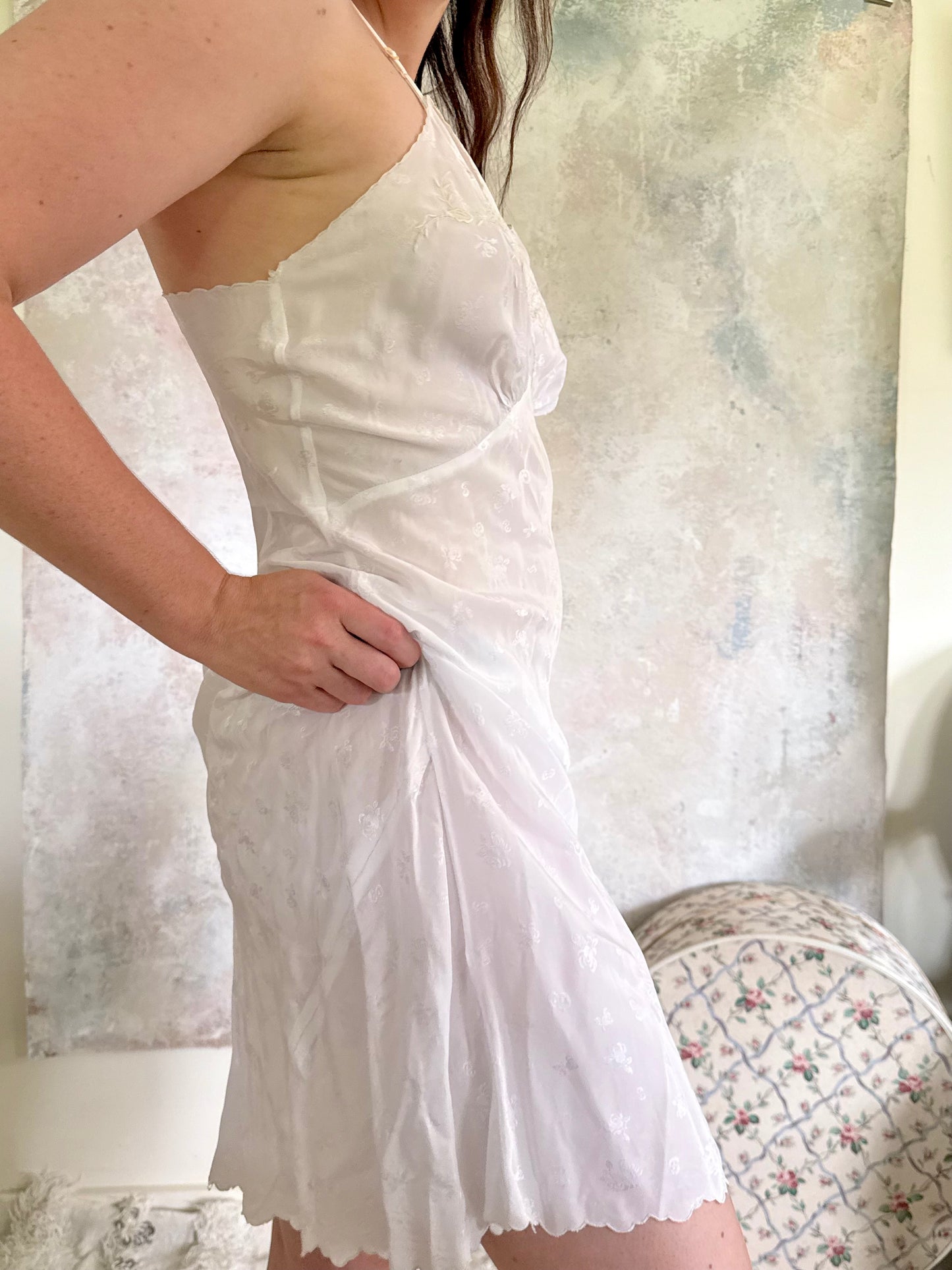 x SOLD x Dress 1950s Ivory Silk Slip