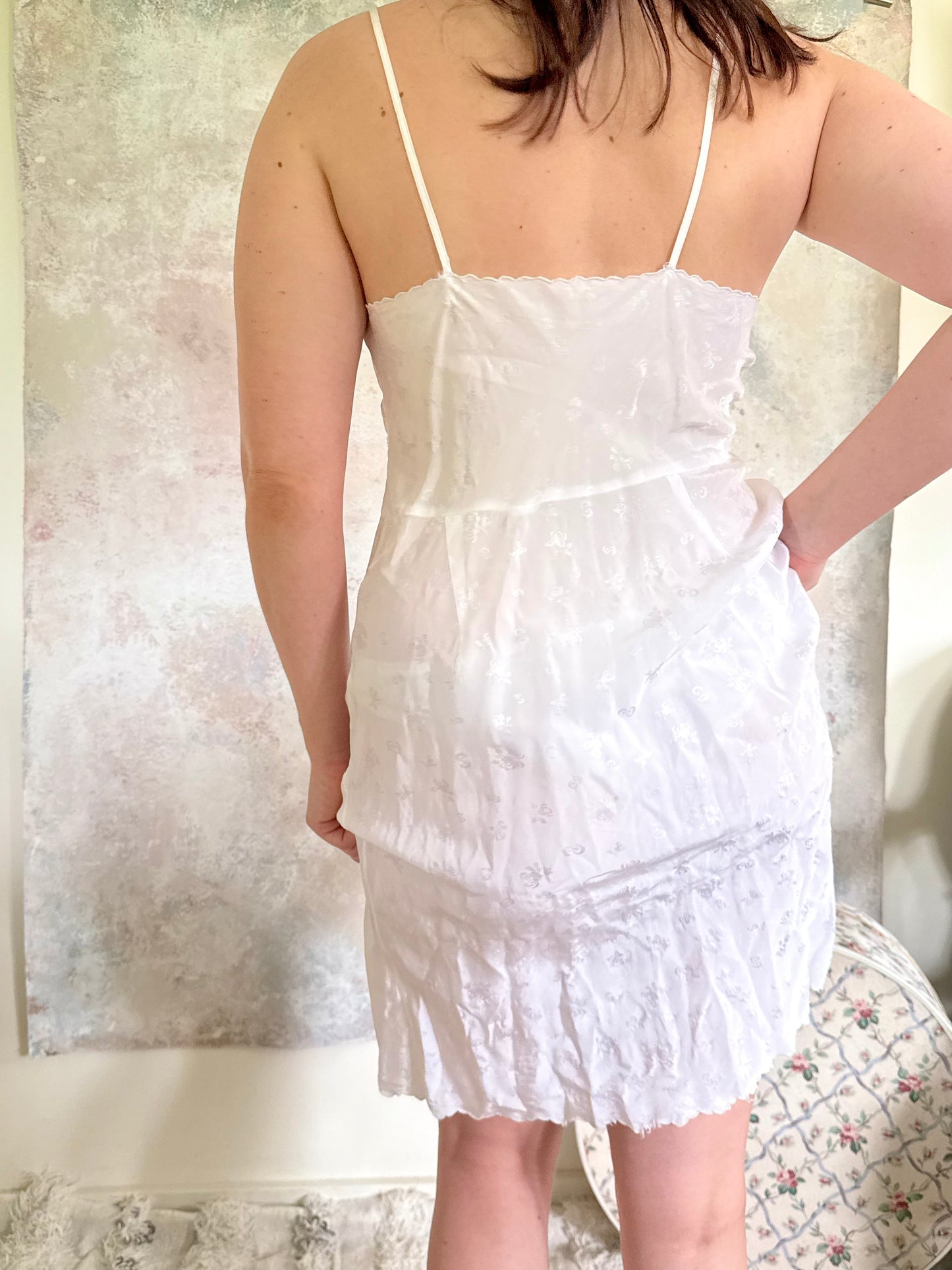 x SOLD x Dress 1950s Ivory Silk Slip