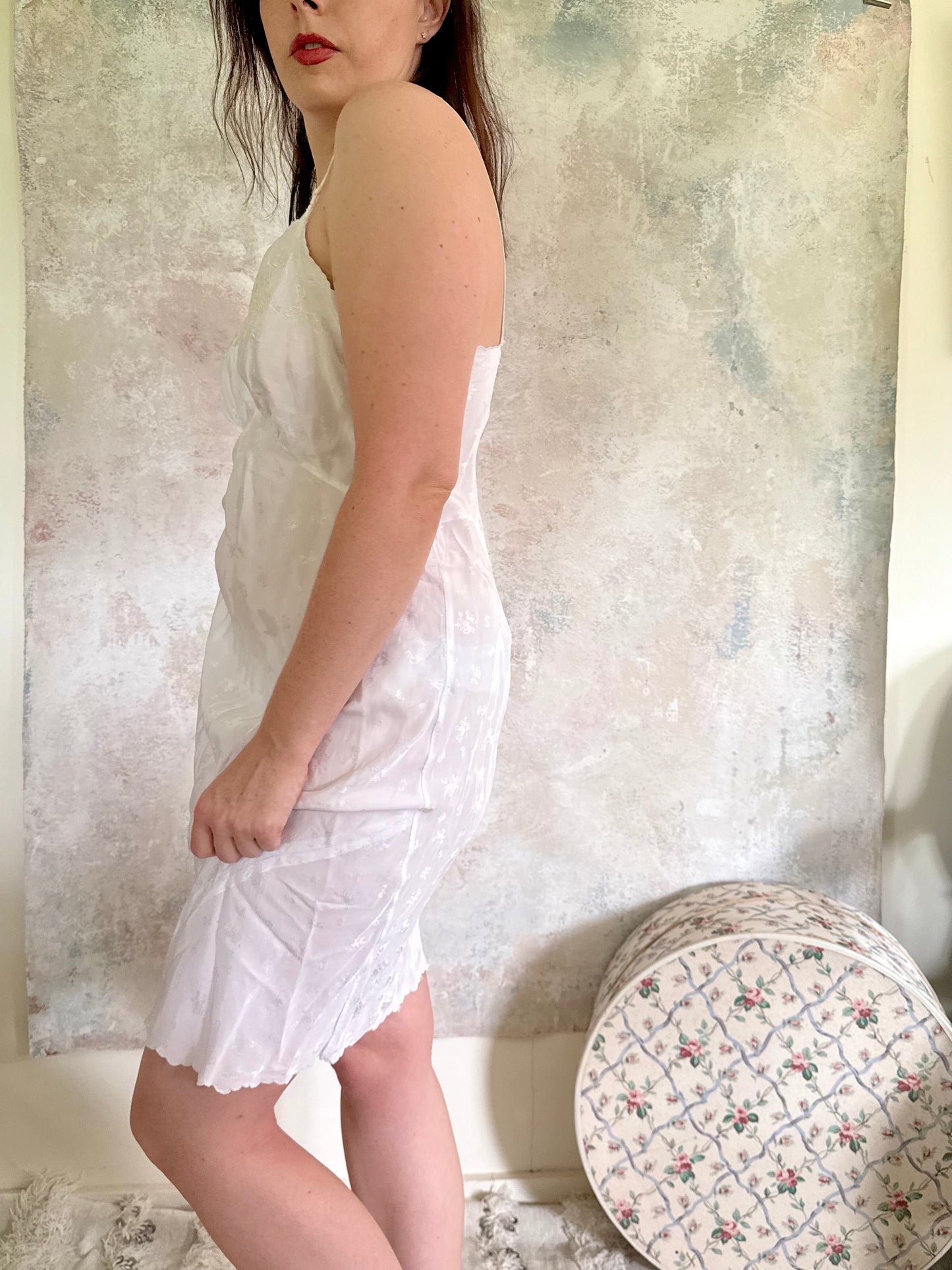 x SOLD x Dress 1950s Ivory Silk Slip
