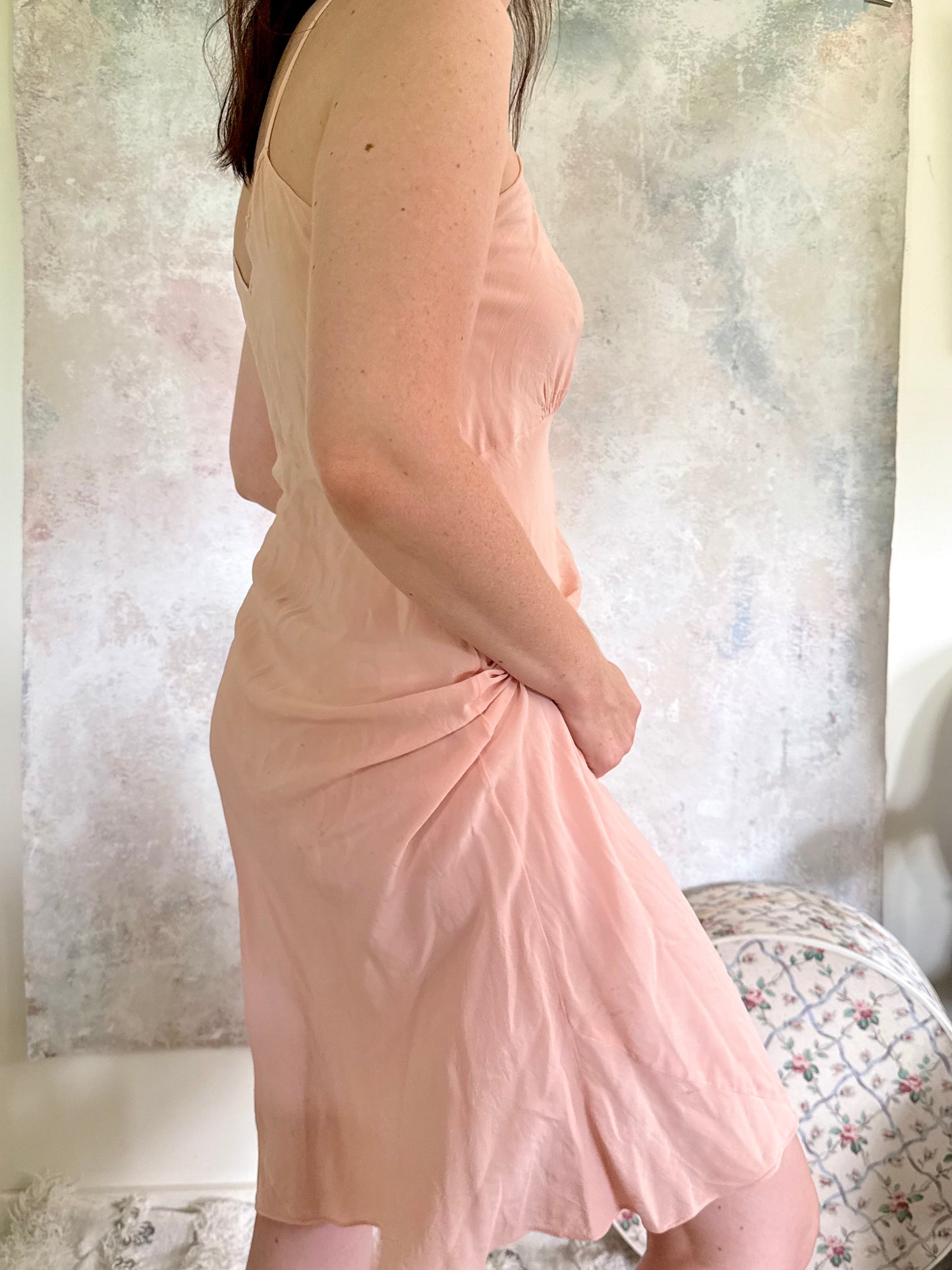 x SOLD x Dress 1930s Nude Pink Slip