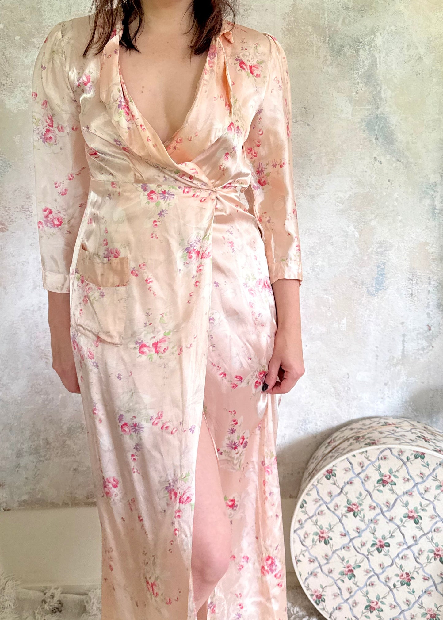 Dress 1930s Peach Wrap Gown