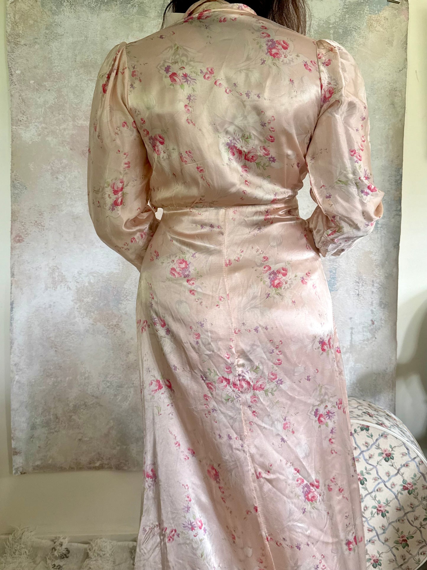 Dress 1930s Peach Wrap Gown