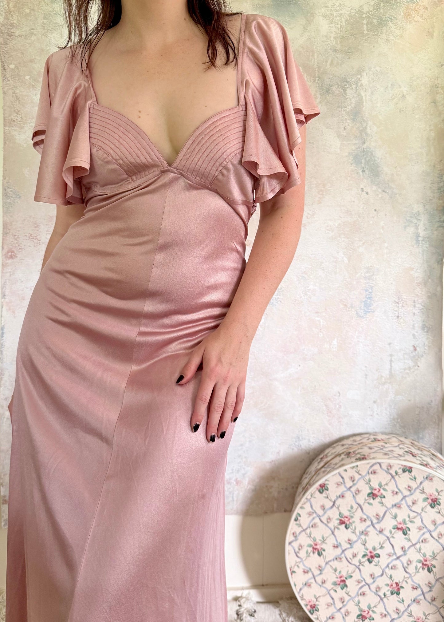 x SOLD x Dress 1970s Pink Disco Gown