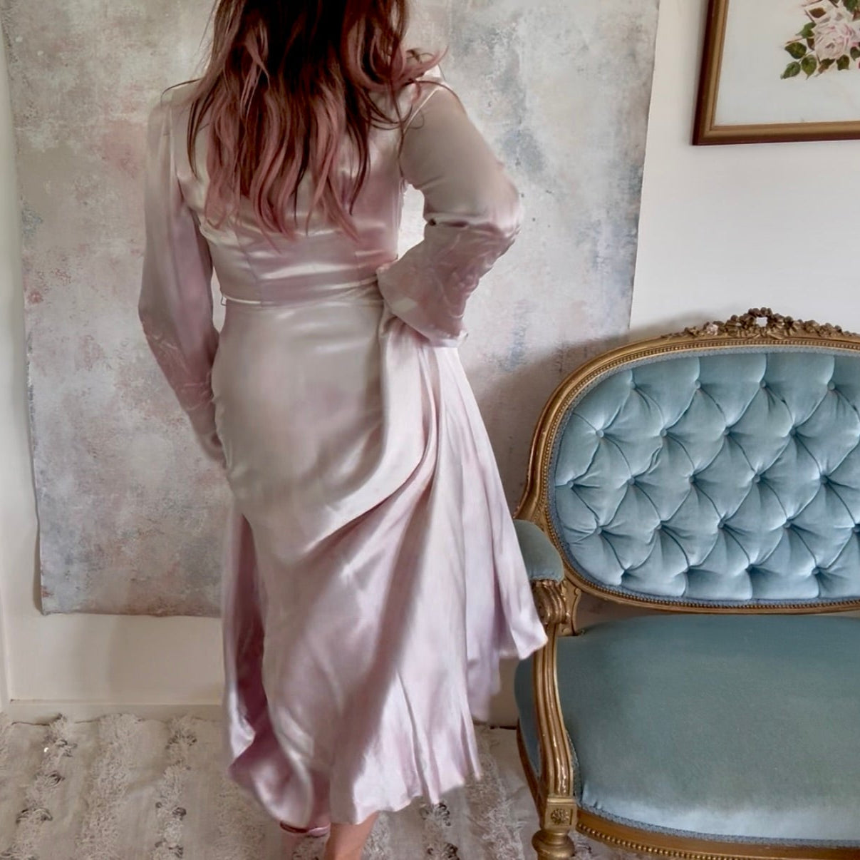 x SOLD x Dress 1940s Silk Trapunto Silk Gown