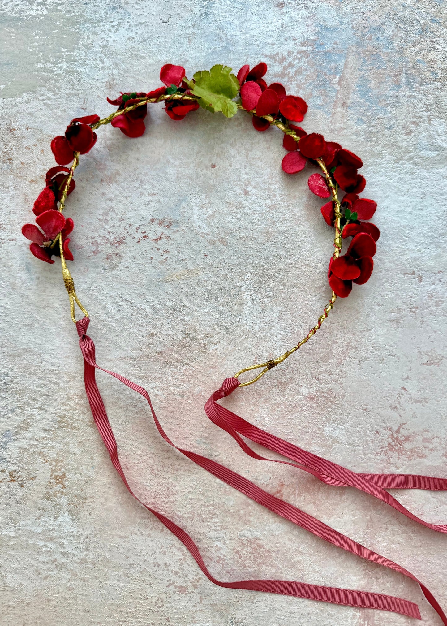 x SOLD x Headpiece Antique Upcycled Red Velvet Crown
