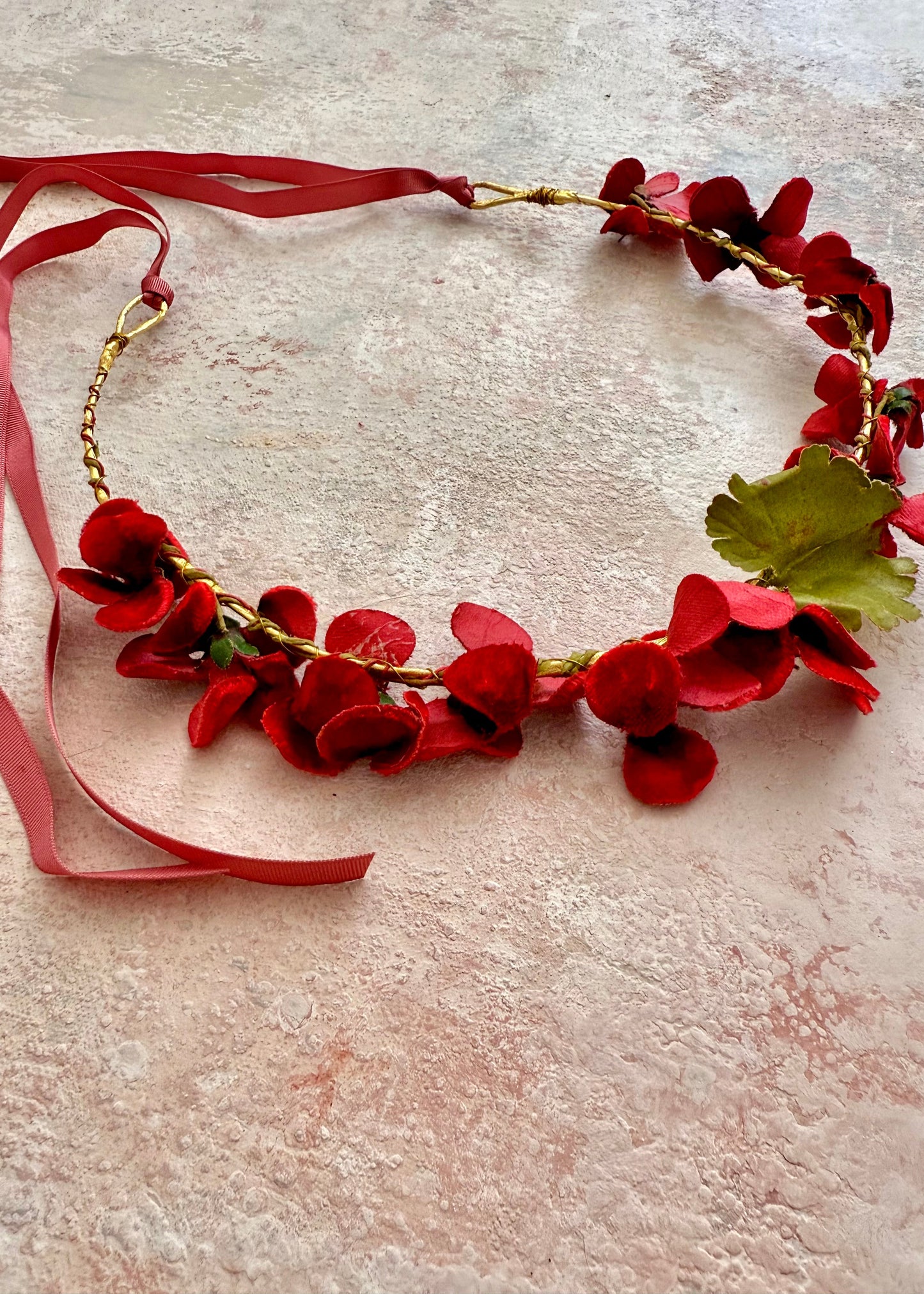 x SOLD x Headpiece Antique Upcycled Red Velvet Crown