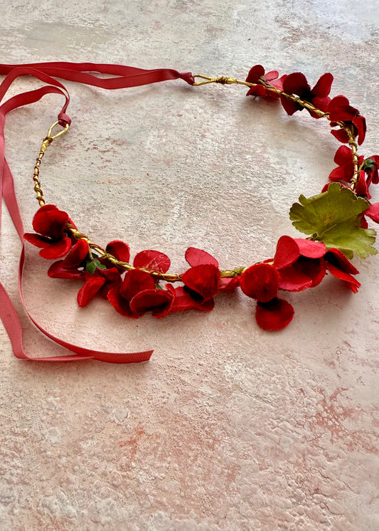 x SOLD x Headpiece Antique Upcycled Red Velvet Crown