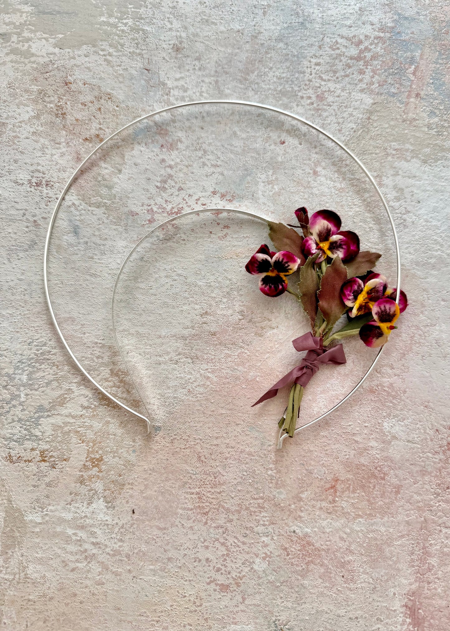 x SOLD x Headpiece Halo Antique Upcycled Velvet Pansy