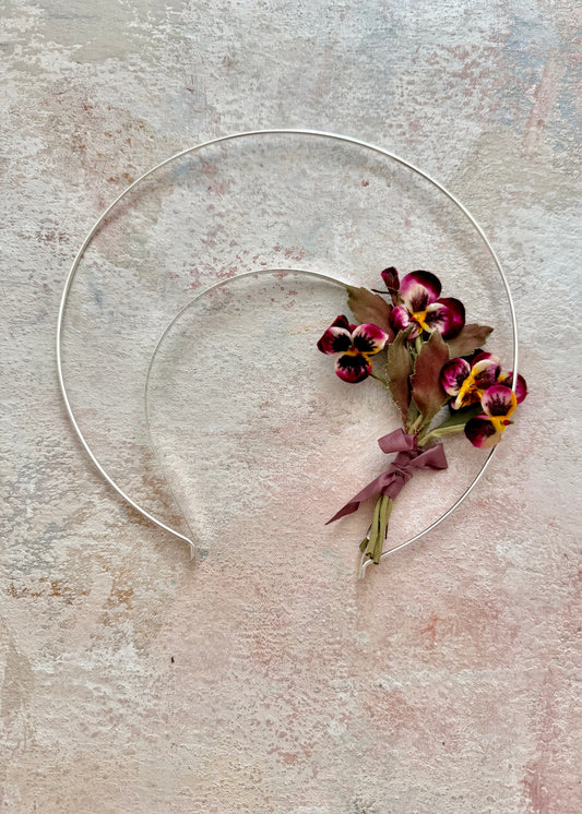 x SOLD x Headpiece Halo Antique Upcycled Velvet Pansy