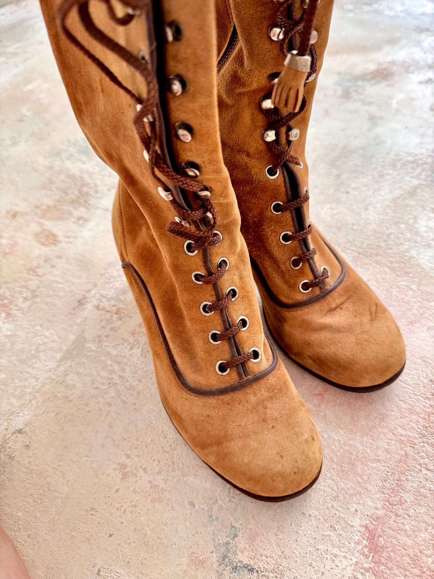 x SOLD x Shoes 1970s Leather Knee Boots