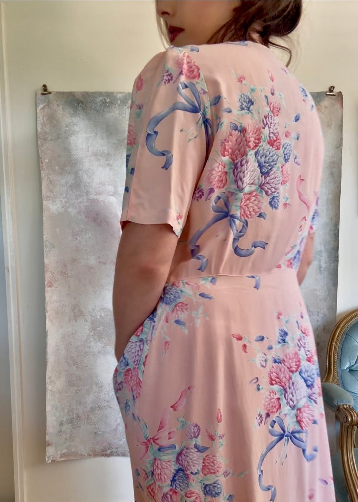 x SOLD x Dress 1940s Floral Print House Gown