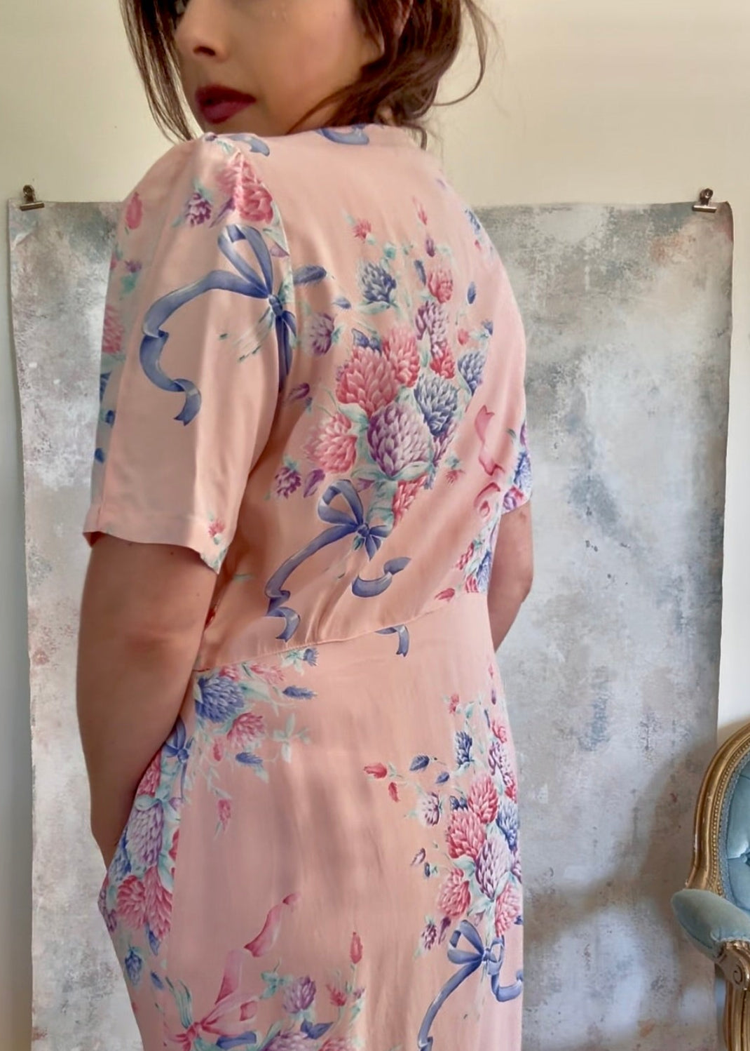 x SOLD x Dress 1940s Floral Print House Gown