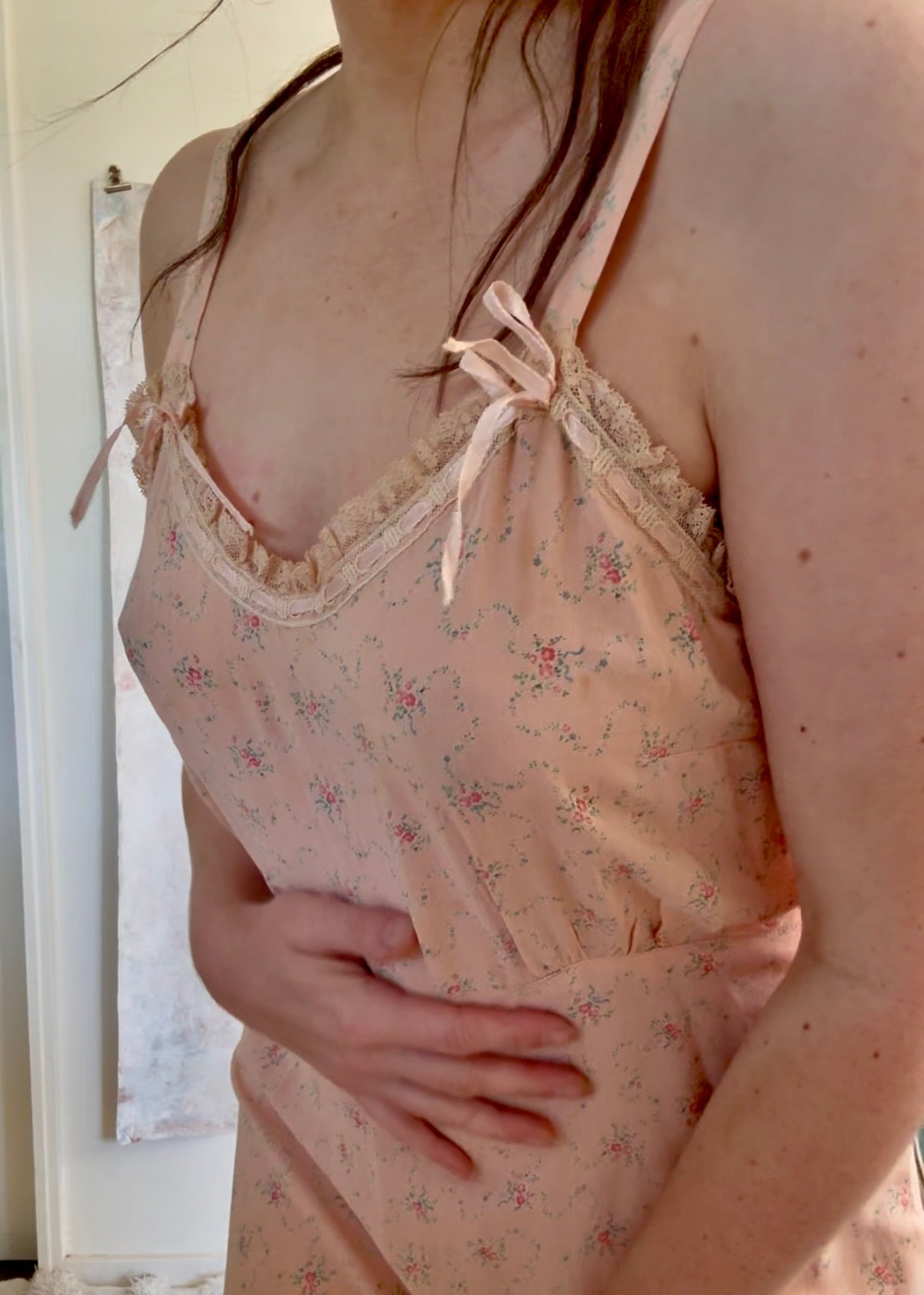 x SOLD x Dress 1920s Floral Cotton Slip