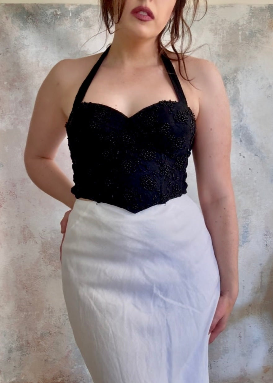 x SOLD x Top 1950s Black Halter Bustier