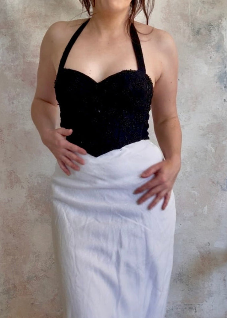 x SOLD x Top 1950s Black Halter Bustier