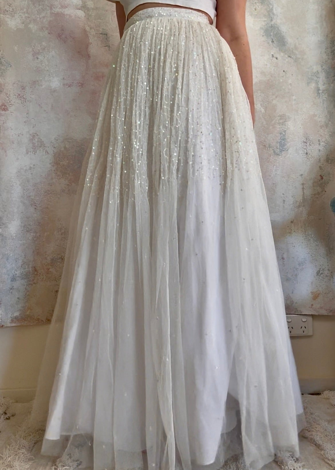 x SOLD x Skirt 1990s White Sequin Fairy