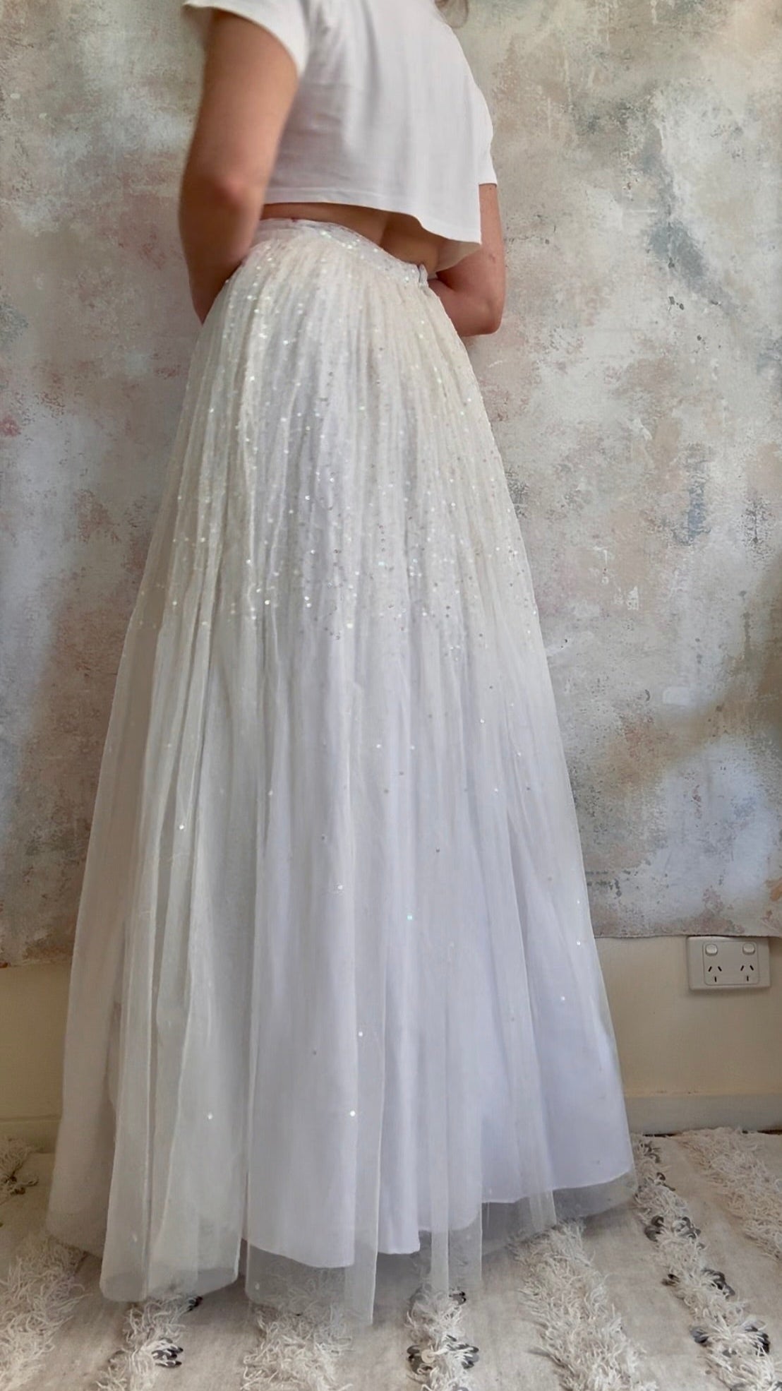 x SOLD x Skirt 1990s White Sequin Fairy