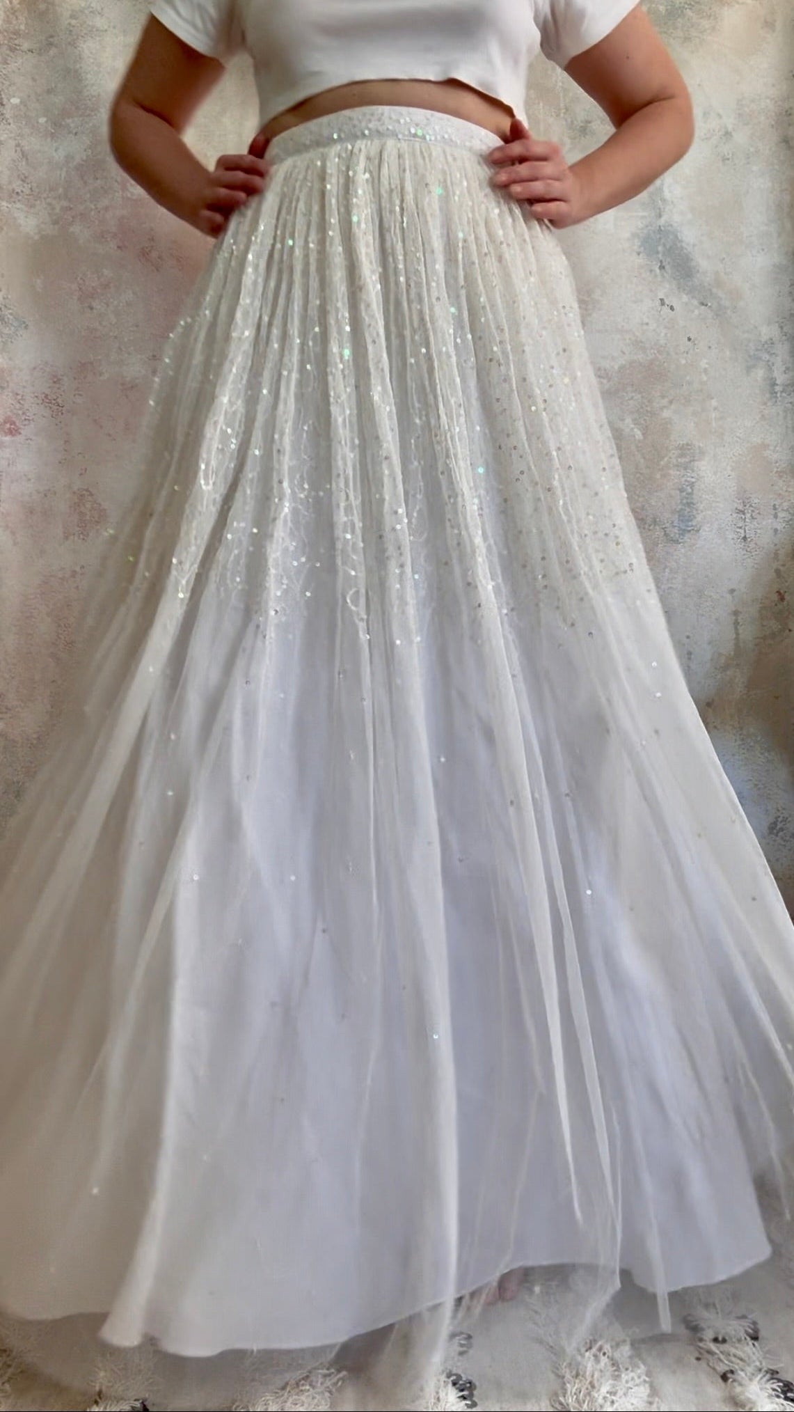 x SOLD x Skirt 1990s White Sequin Fairy