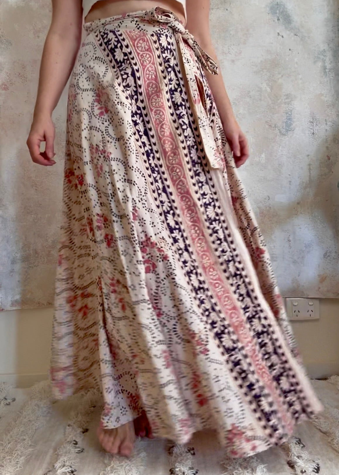 x SOLD x Skirt 1970s Indian Hand Block Print