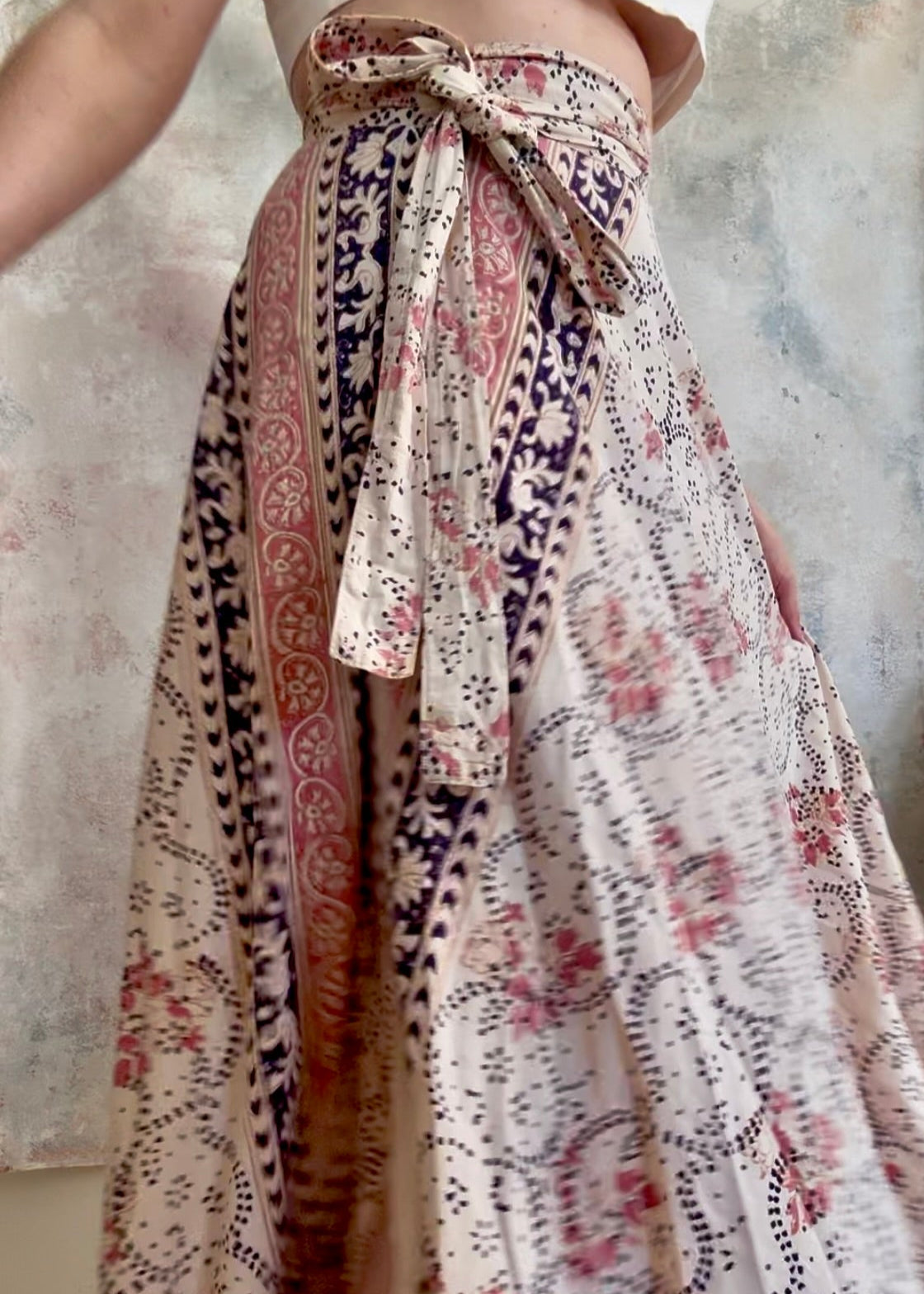 x SOLD x Skirt 1970s Indian Hand Block Print